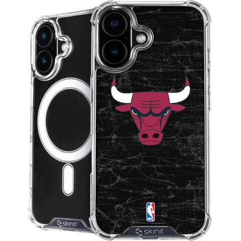 NBA Chicago Bulls Black Distressed iPhone 16 MagSafe Case