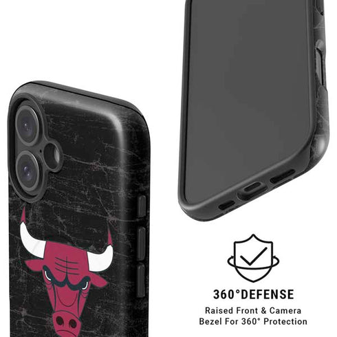 NBA Chicago Bulls Black Distressed iPhone 16 Magsafe Impact Case