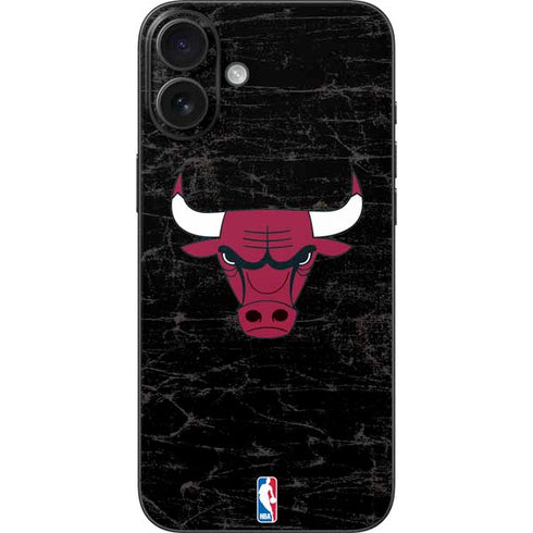 NBA Chicago Bulls Black Distressed iPhone 16 Plus Skin