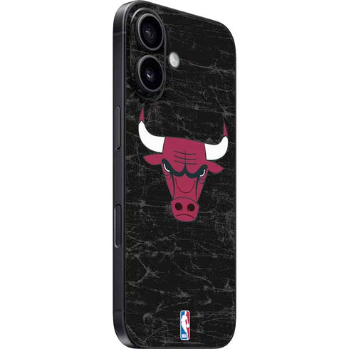 NBA Chicago Bulls Black Distressed iPhone 16 Plus Skin
