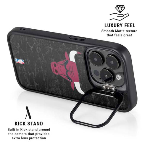 NBA Chicago Bulls Black Distressed iPhone 16 Pro Kickstand Case