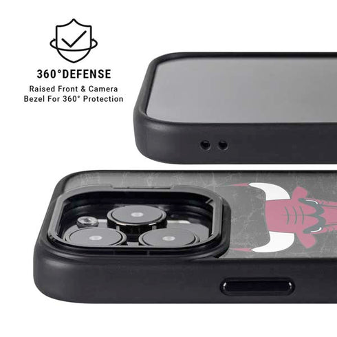NBA Chicago Bulls Black Distressed iPhone 16 Pro Kickstand Case