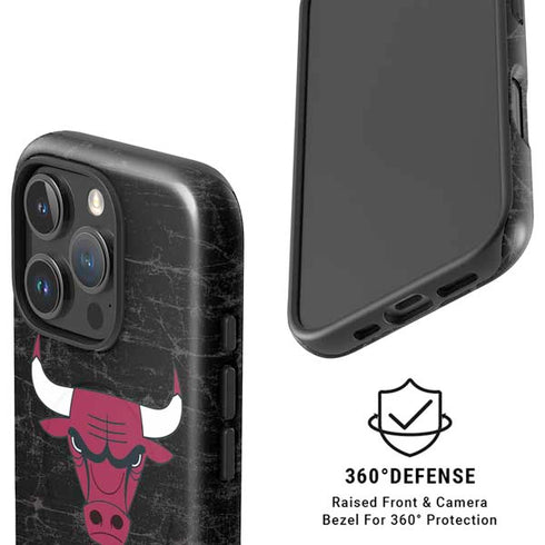 NBA Chicago Bulls Black Distressed iPhone 16 Pro Magsafe Impact Case