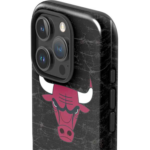NBA Chicago Bulls Black Distressed iPhone 16 Pro Max Impact Case