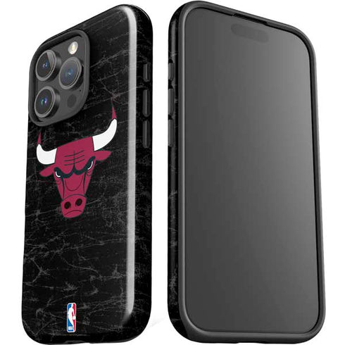 NBA Chicago Bulls Black Distressed iPhone 16 Pro Max Impact Case