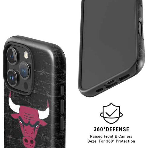 NBA Chicago Bulls Black Distressed iPhone 16 Pro Max Magsafe Impact Case