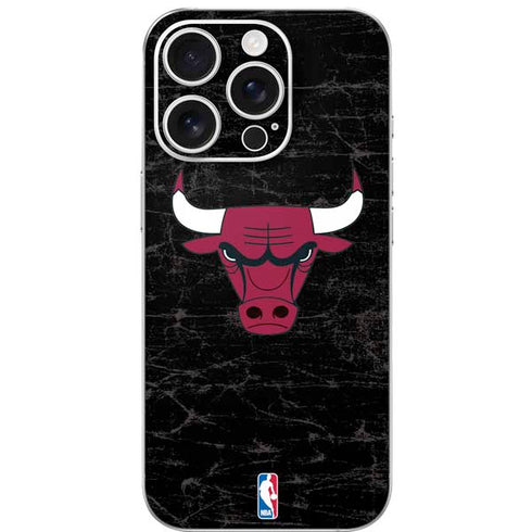 NBA Chicago Bulls Black Distressed iPhone 16 Pro Skin