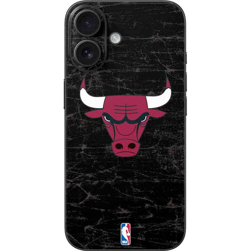 NBA Chicago Bulls Black Distressed iPhone 16 Skin