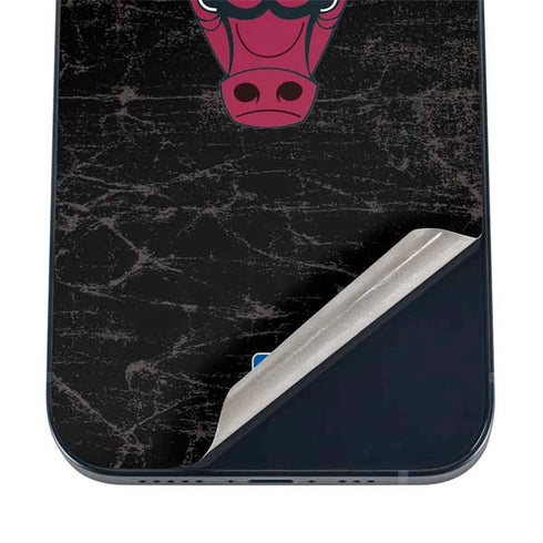 NBA Chicago Bulls Black Distressed iPhone 16 Skin
