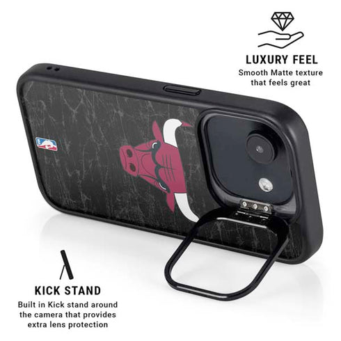 NBA Chicago Bulls Black Distressed iPhone 16e Kickstand Case