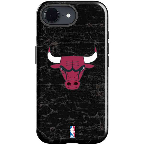 NBA Chicago Bulls Black Distressed iPhone 16e Impact Case