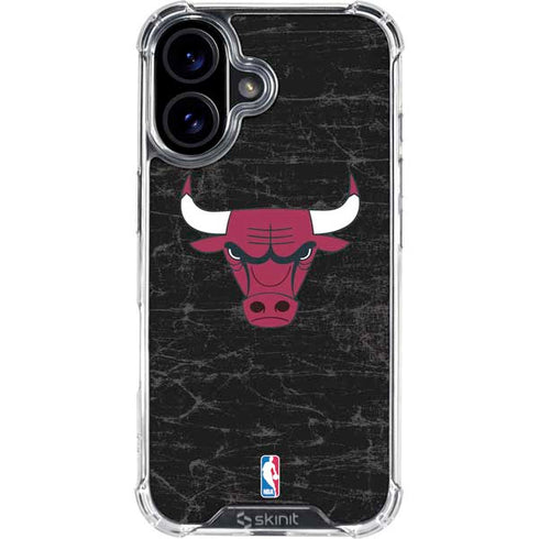 NBA Chicago Bulls Black Distressed iPhone 17 Clear Case