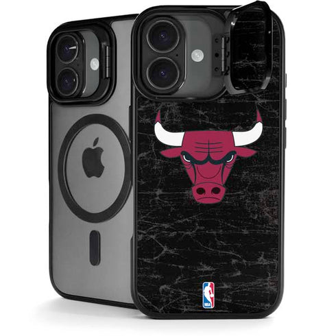 NBA Chicago Bulls Black Distressed iPhone 17 Kickstand Case