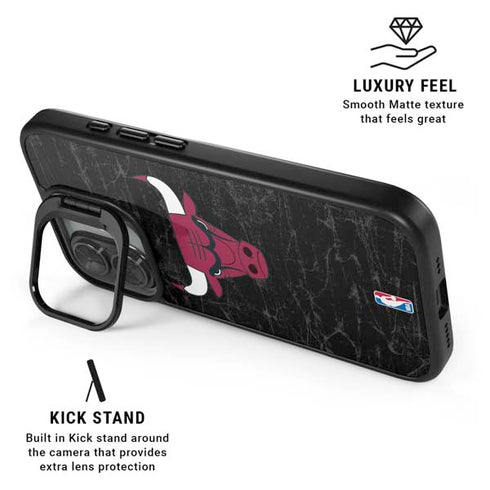 NBA Chicago Bulls Black Distressed iPhone 17 Kickstand Case