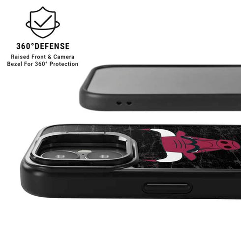 NBA Chicago Bulls Black Distressed iPhone 17 Kickstand Case