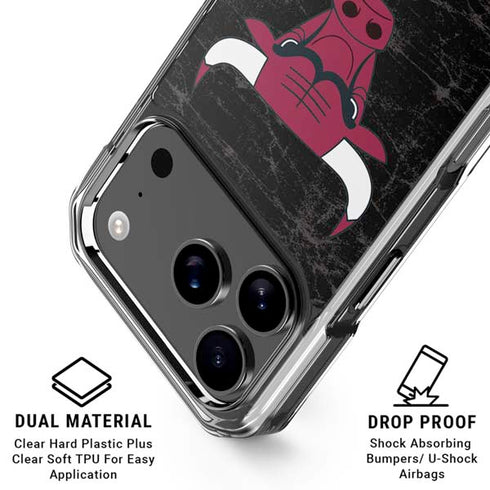 NBA Chicago Bulls Black Distressed iPhone 17 Pro Clear Case