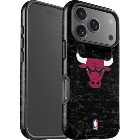 NBA Chicago Bulls Black Distressed iPhone 17 Pro Impact Case