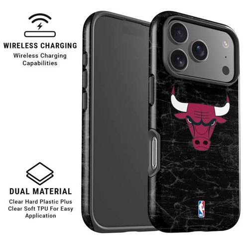 NBA Chicago Bulls Black Distressed iPhone 17 Pro Magsafe Impact Case