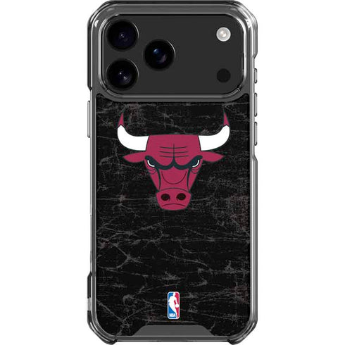 NBA Chicago Bulls Black Distressed iPhone 17 Pro Max Clear Case