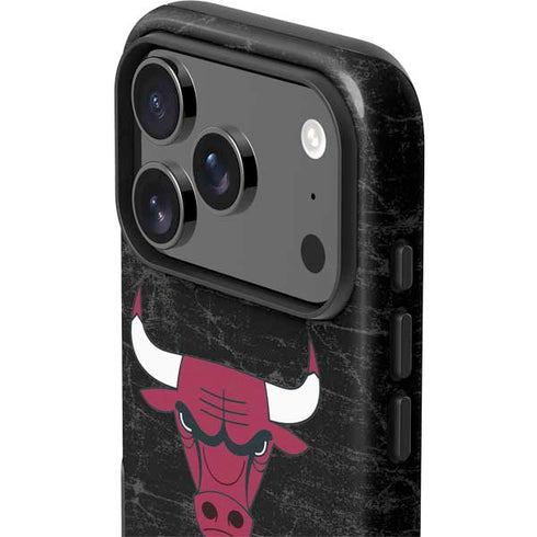 NBA Chicago Bulls Black Distressed iPhone 17 Pro Max Impact Case
