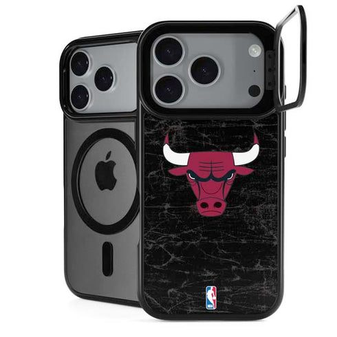 NBA Chicago Bulls Black Distressed iPhone 17 Pro Max Kickstand Case