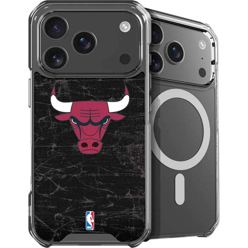 NBA Chicago Bulls Black Distressed iPhone 17 Pro Max MagSafe Case