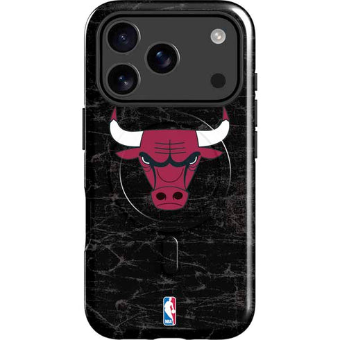 NBA Chicago Bulls Black Distressed iPhone 17 Pro Max Magsafe Impact Case