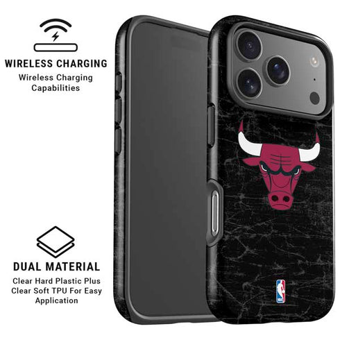 NBA Chicago Bulls Black Distressed iPhone 17 Pro Max Magsafe Impact Case