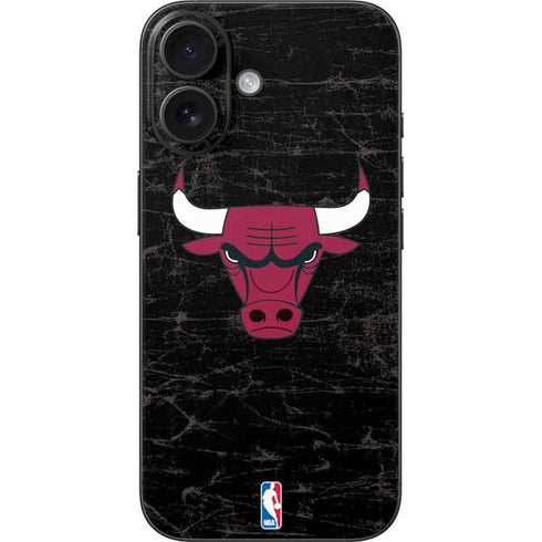 NBA Chicago Bulls Black Distressed iPhone 17 Skin