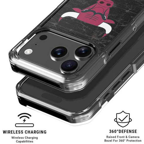 NBA Chicago Bulls Black Distressed iPhone 18 Pro Clear Case
