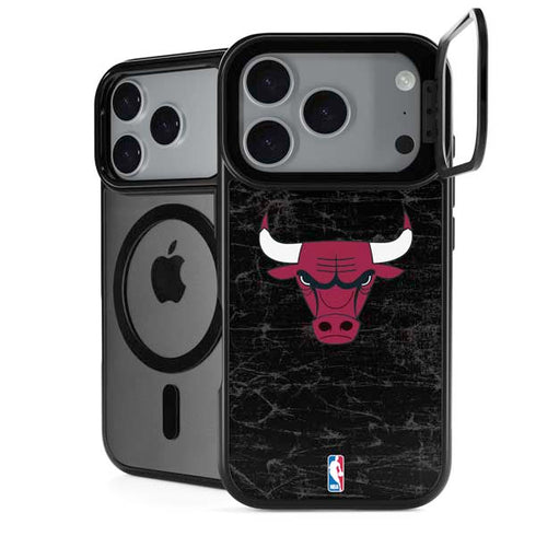 NBA Chicago Bulls Black Distressed iPhone 18 Pro Kickstand Case