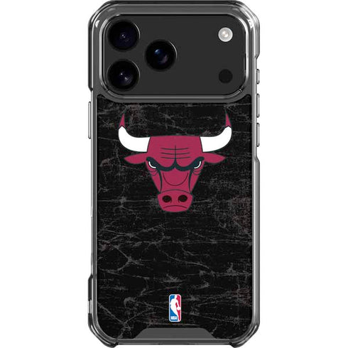 NBA Chicago Bulls Black Distressed iPhone 18 Pro Max Clear Case