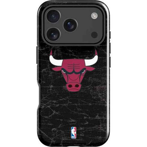 NBA Chicago Bulls Black Distressed iPhone 18 Pro Max Impact Case