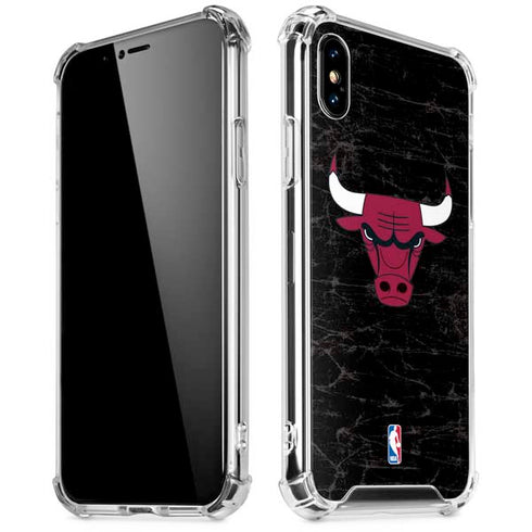 NBA Chicago Bulls Black Distressed iPhone X/XS Clear Case