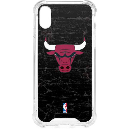 NBA Chicago Bulls Black Distressed iPhone XS Clear Case