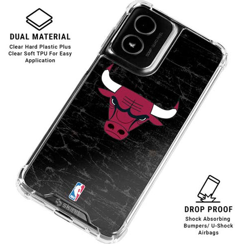 NBA Chicago Bulls Black Distressed Moto G Power 5G (2024) Clear Case