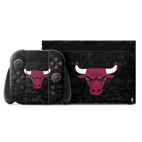 NBA Chicago Bulls Black Distressed Nintendo Skins