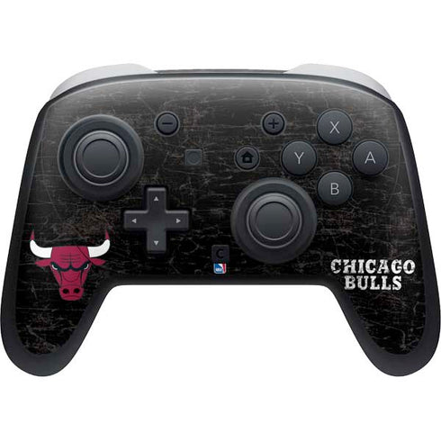 NBA Chicago Bulls Black Distressed Nintendo Switch 2 (2025) Pro Controller Skin