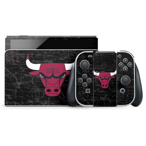 NBA Chicago Bulls Black Distressed Nintendo Skins
