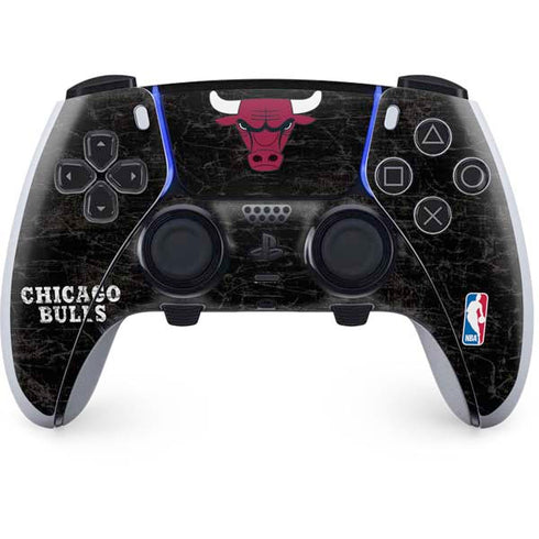 NBA Chicago Bulls Black Distressed PS5 DualSense Edge Pro Controller Skin