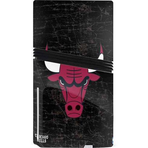 NBA Chicago Bulls Black Distressed PS5 Pro Disk Bundle Skin