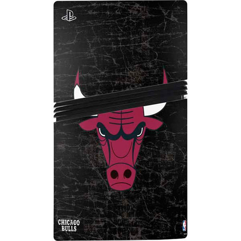 NBA Chicago Bulls Black Distressed PS5 Pro Disk Console Skin