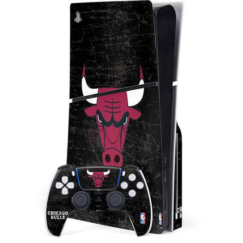 NBA Chicago Bulls Black Distressed PlayStation PS5 Skins