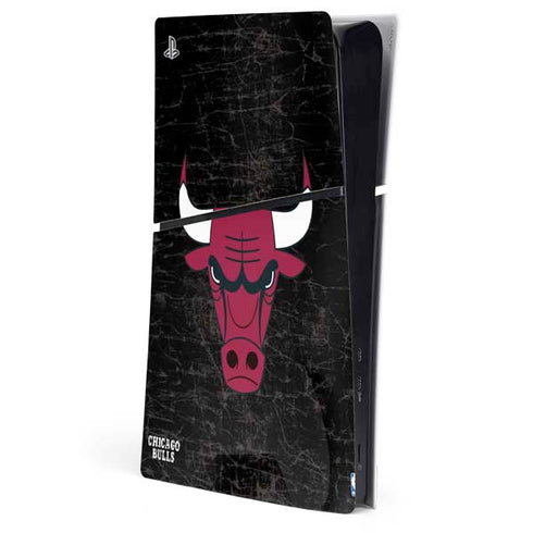 NBA Chicago Bulls Black Distressed PS5 Slim Digital Edition Console Skin