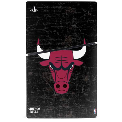 NBA Chicago Bulls Black Distressed PS5 Slim Digital Edition Console Skin