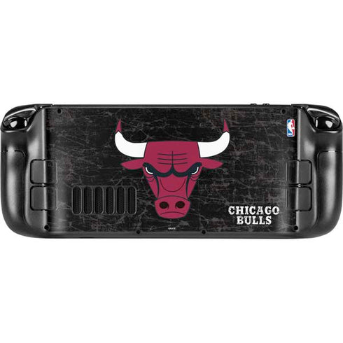 NBA Chicago Bulls Black Distressed Steam Deck Handheld Gaming Computer OLED Skin