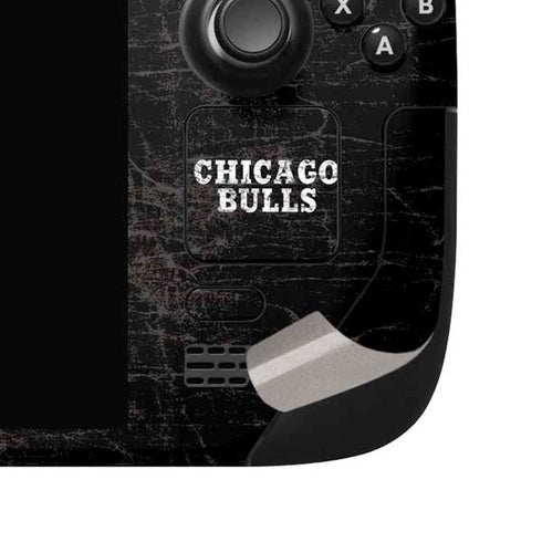 NBA Chicago Bulls Black Distressed Steam Deck Handheld Gaming Computer OLED Skin