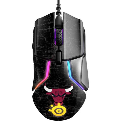 NBA Chicago Bulls Black Distressed SteelSeries Rival 600 Gaming Mouse Skin