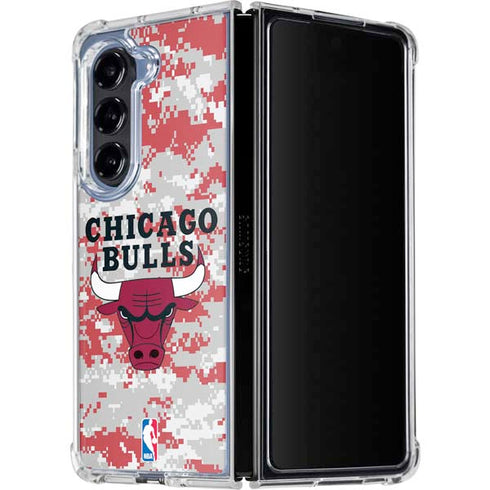 NBA Chicago Bulls Digi Camo Galaxy Z Fold5 5G Clear Case