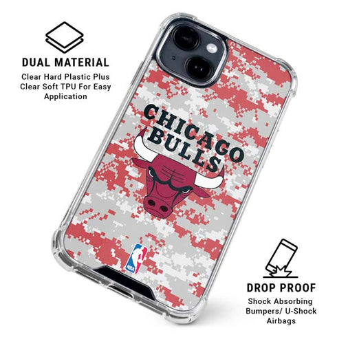 NBA Chicago Bulls Digi Camo iPhone 15 Clear Case